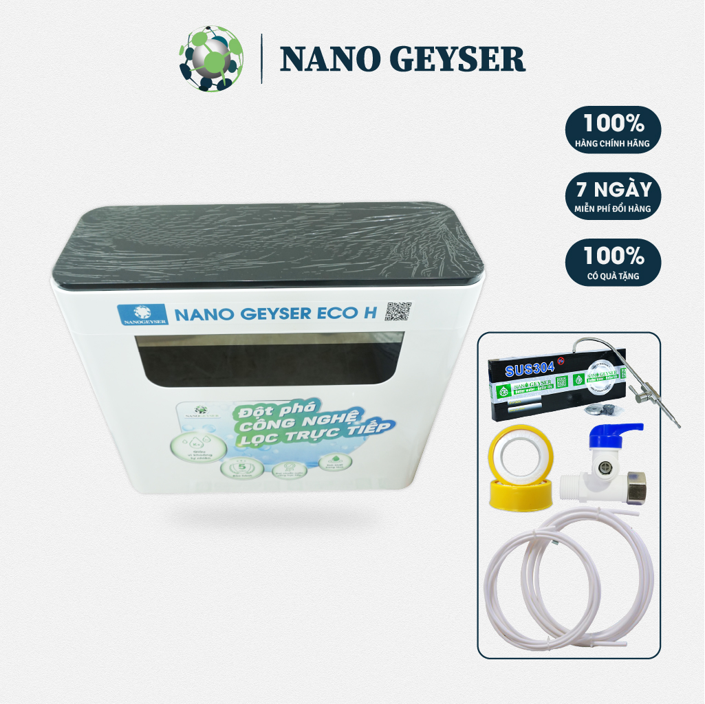 Máy lọc nước Nano Geyser Eco H 9 cấp độ không điện vỏ máy sang trọng