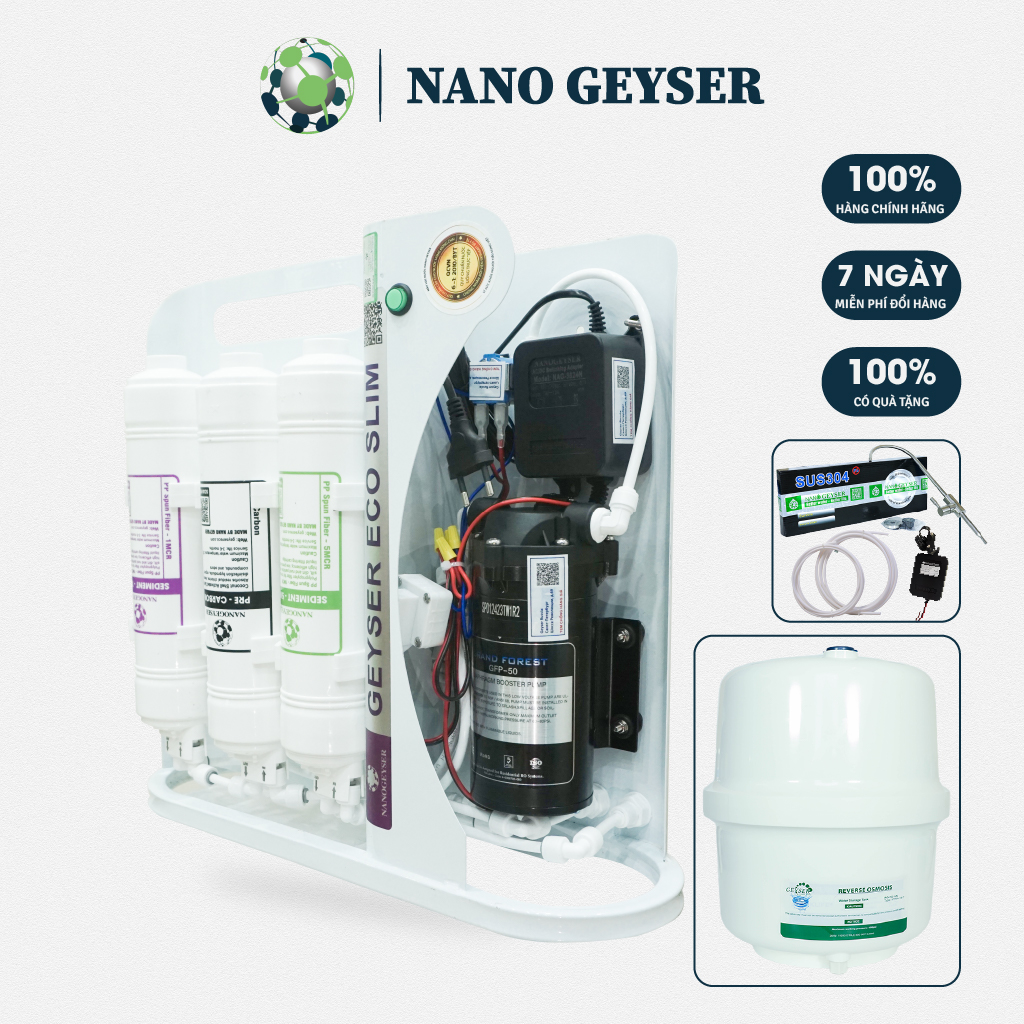 Máy lọc nước Nano Geyser Eco Slim S8 cấp sang trọng, công nghệ RO uống trực tiếp