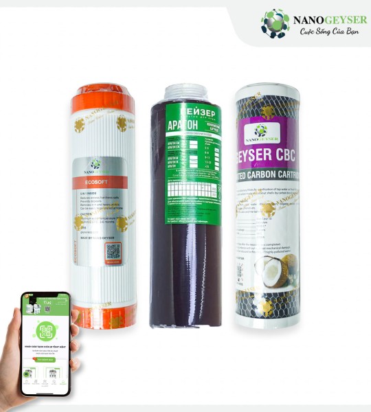 Bộ 3 lõi 123 máy lọc nước Nano Geyser Eco Max, Geyser Ecotar 5