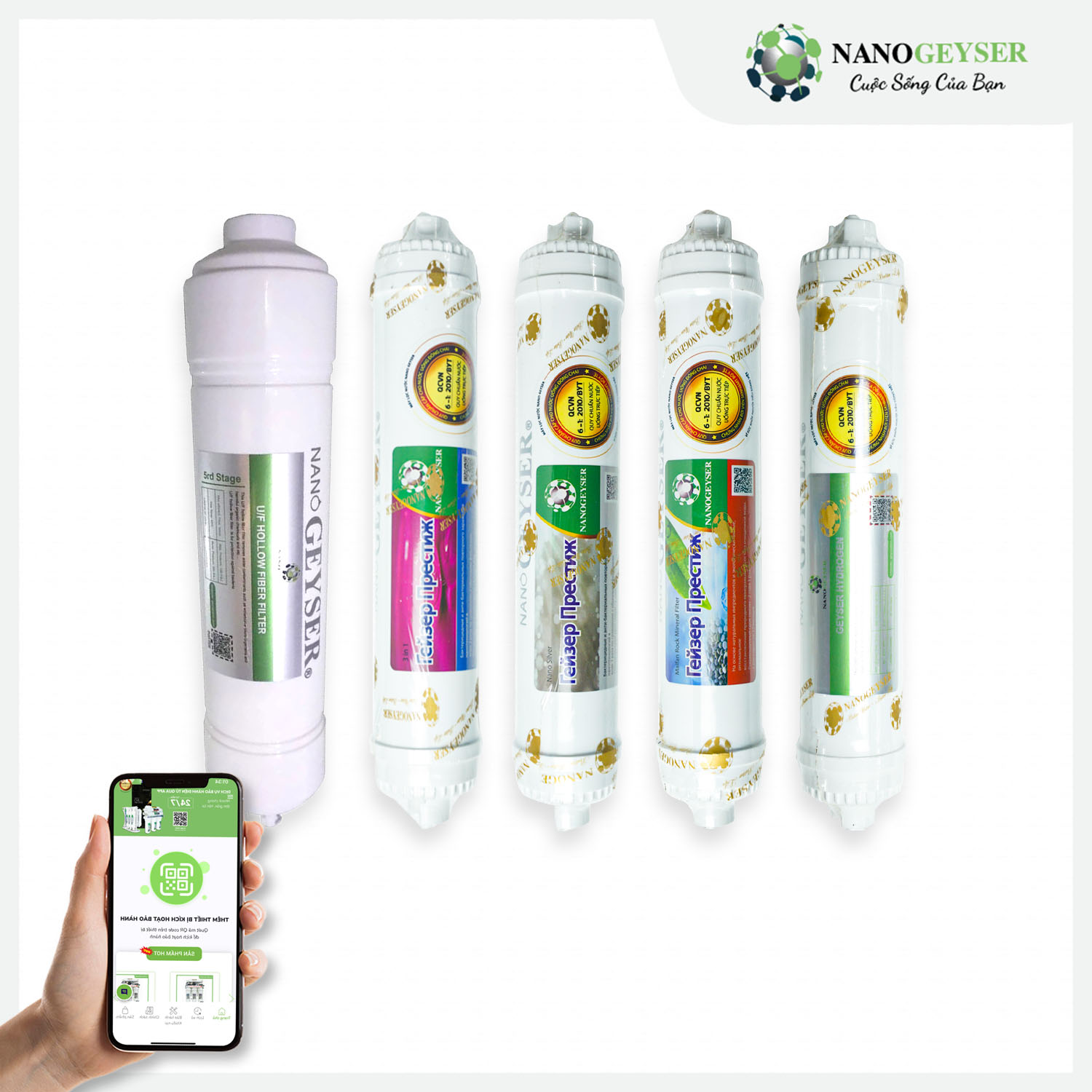 Bộ 5 lõi 45678 dùng cho máy lọc nước công nghệ UF