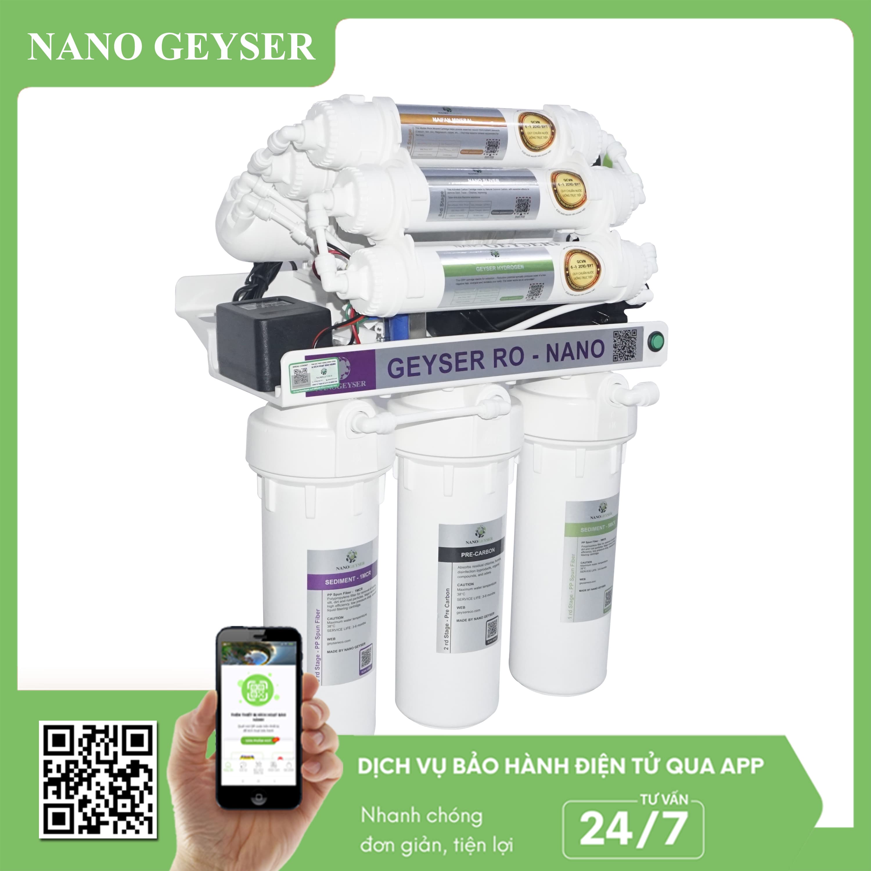 Máy lọc nước Geyser RO - NANO 9 Cấp - 2 CHẾ ĐỘ NƯỚC